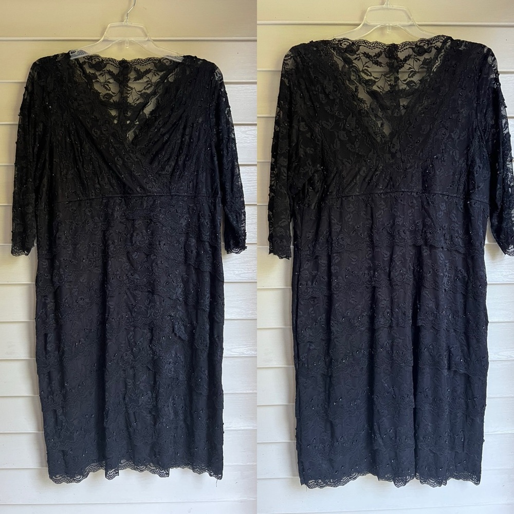 MARINA Black Lace Sheath Dress Size 20W